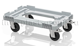 Тележка пластиковая с отверстием 2 колеса с тормозом серая в Орле Тележка пластиковая с отверстием 2 колеса с тормозом серая в Орле