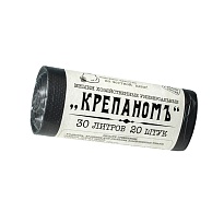 Мешки для мусора 30 л, черные, в рулоне 20 шт., ПНД, 7 мкм, 560х440 мм, Крепаномъ, 4607075710580 в Орле