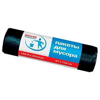 Мешки для мусора 160 л, черные, в рулоне 20 шт., ПВД, 30 мкм, 1200х870 мм, PACLAN Professional, 604082 в Орле