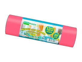 Мешки для мусора 120 л, с завязками, красные, в рулоне 10 шт., ПНД, 15 мкм, 800х750 мм, VIP, Z12010red в Орле