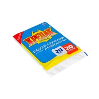 Мешки для мусора 20 л, с ручками, черные, в пачке 20 шт., ПНД, 10 мкм, 550х440 мм, Крепак, 4607075710085 в Орле