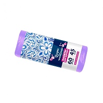 Мешки для мусора 60 л, сиреневые, в рулоне 45 шт., ПНД, 8 мкм, 700х600 мм, Узоры Чистоты, МУ4244 (МН 60-45сир) в Орле