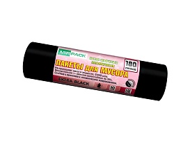Мешки для мусора 180 л, ароматизированные, черные, в рулоне 10 шт., ПВД, 50 мкм, 1100х930 мм, EXTRA black, 18008301 в Орле