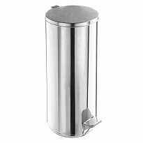 Ведро для мусора с педалью, усиленное, Титан, 30 л, кольцо под мешок, нержавеющая сталь, хром в Орле