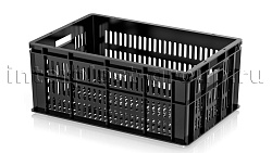 Ящик пластиковый для молока, мяса, овощей и фруктов черный