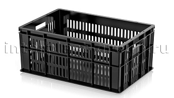 Ящик для молока, мяса, овощей и фруктов большая перфорация дно сплошное черный в Орле