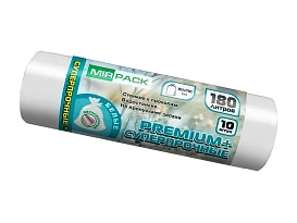 Мешки для мусора 180 л, ароматизированные, белые, в рулоне 10 шт., ПВД, 35 мкм, 1100х930 мм, PREMIUM+, 180105302 в Орле