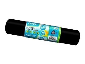Мешки для мусора 240 л, черные, в рулоне 10 шт., ПВД 80 мкм, 1300х930 мм, EXPORT, exp 24010167 в Орле