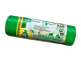 Мешки для мусора 240 л, ароматизированные, зеленые, в рулоне 10 шт., ПВД 45 мкм, 1300х930 мм, PREMIUM+, 240108301 в Орле Мешки для мусора 240 л, ароматизированные, зеленые, в рулоне 10 шт., ПВД 45 мкм, 1300х930 мм, PREMIUM+, 240108301 в Орле