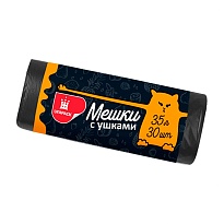 Мешки для мусора 35 л, с ушками, черные, в рулоне 30 шт., ПНД, 10 мкм, 655х500 мм, Comfort, М6064 в Орле