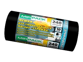 Мешки для мусора 240 л, ароматизированные, черные, в рулоне 10 шт., ПВД 70 мкм, 1300х930 мм, СТРОЙКА, S24010130 в Орле