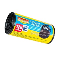 Мешки для мусора 120 л, черные, в рулоне 30 шт., ПНД, 15 мкм, 1100х700 мм, Крепак, 4607075710122 в Орле