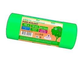 Мешки для мусора 180 л, ароматизированные, биоразлагаемые, зеленые, в рулоне 10 шт., ПВД, 40 мкм, 1300х930 мм, PURE ECOLOGY, bio1801081 в Орле Мешки для мусора 180 л, ароматизированные, биоразлагаемые, зеленые, в рулоне 10 шт., ПВД, 40 мкм, 1300х930 мм, PURE ECOLOGY, bio1801081 в Орле