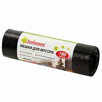 Мешки для мусора 180 л, черные, в рулоне 10 шт., ПВД, 24 мкм, 1060х800 мм, Любаша, 605336 в Орле Мешки для мусора 180 л, черные, в рулоне 10 шт., ПВД, 24 мкм, 1060х800 мм, Любаша, 605336 в Орле