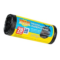Мешки для мусора 20 л, черные, в рулоне 30 шт., ПНД, 10 мкм, 550х440 мм, Крепак, 4607075710092 в Орле