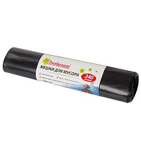 Мешки для мусора 240 л, черные, в рулоне 5 шт., ПВД 30 мкм, 1300х900 мм, Любаша, 605338 в Орле Мешки для мусора 240 л, черные, в рулоне 5 шт., ПВД 30 мкм, 1300х900 мм, Любаша, 605338 в Орле